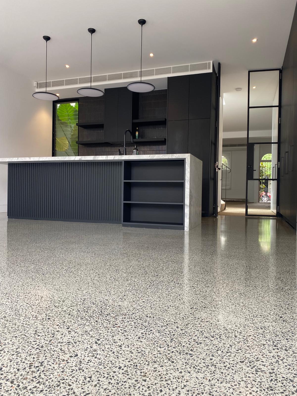 Elegant stone flooring and contemporary interior